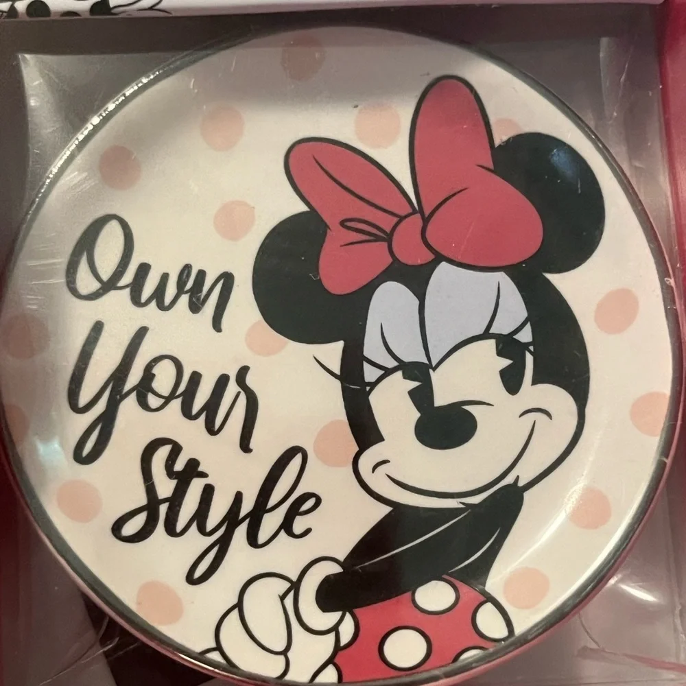 Minnie Mouse Dark Blue Crystal Stud Earrings in Sterling Silver & Trinket Dish